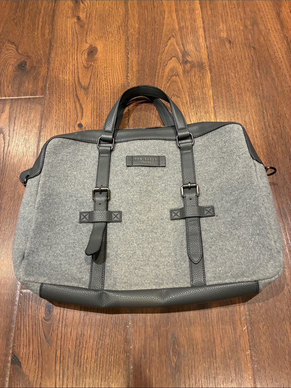 Ted Baker Gray Felt with Black Leather Trim Laptop Briefcase
